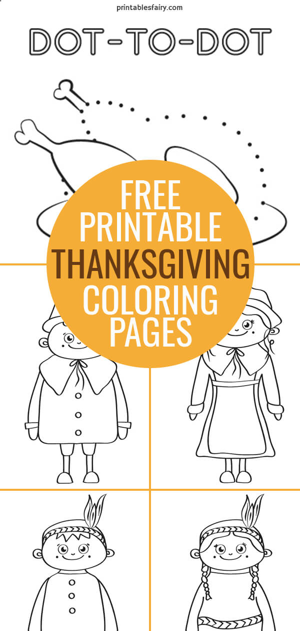 Make this mini coloring book with these free printable Thanksgiving coloring pages