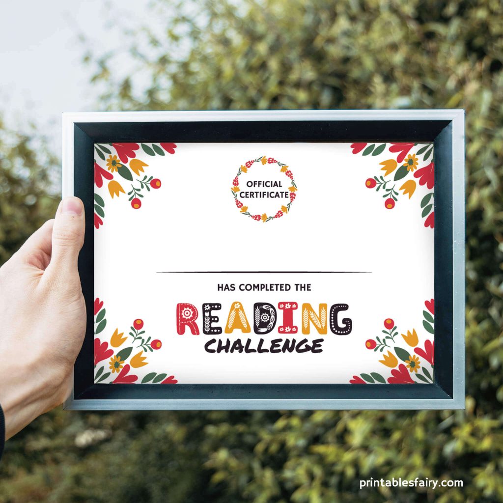 Reading Challenge Printable Certificate