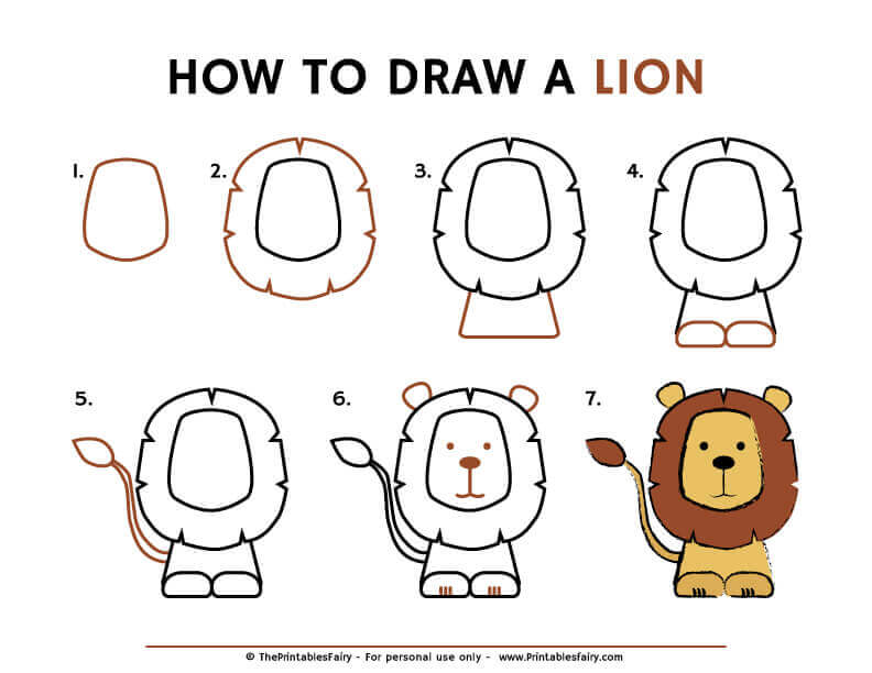 How to draw a lion instructions