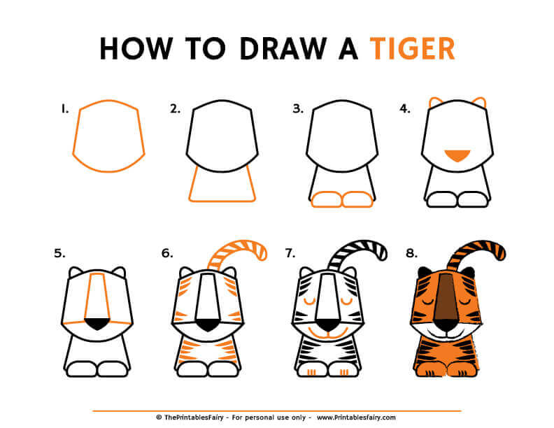 How to draw a tiger instructions