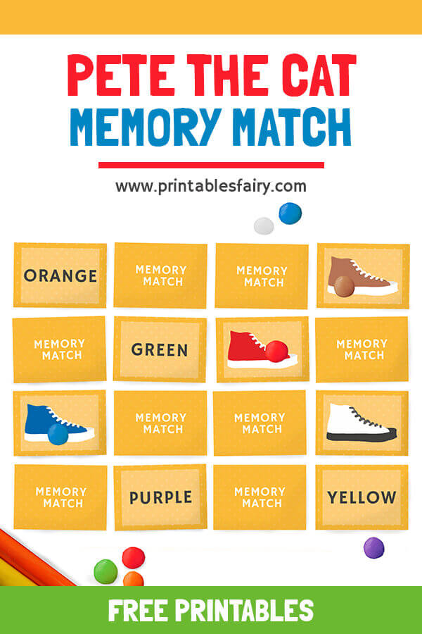 Pete The Cat Memory match Cards