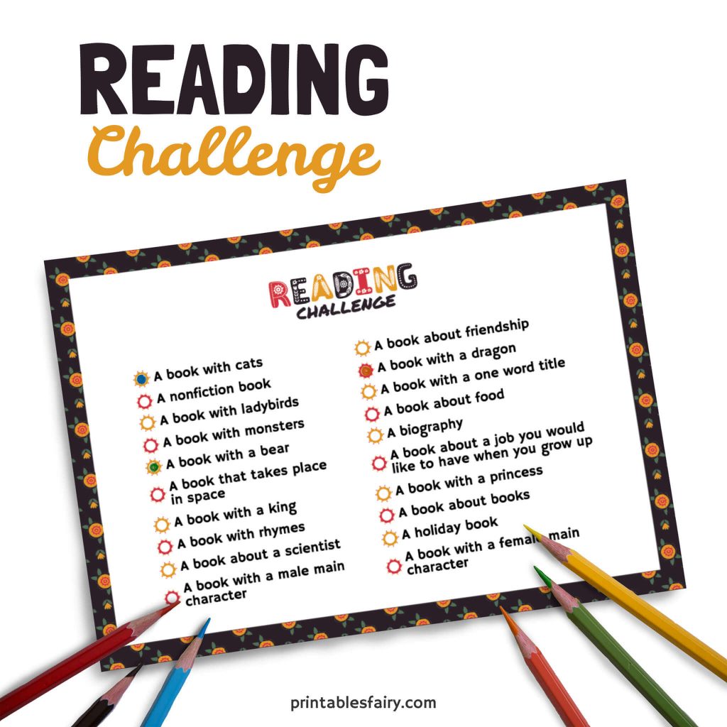 Reading Challenge filled with reading prompts