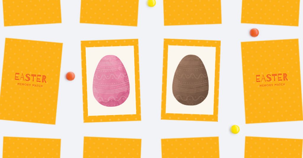 Pink and brown Easter egg cards showing