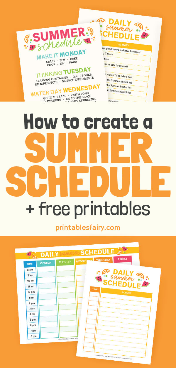 Summer Schedules on an orange table