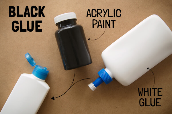 Black Glue Materials: Acrylic paint and White glue