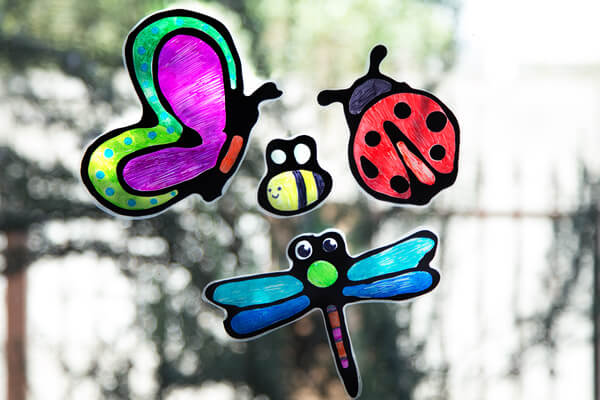 Suncatchers hanging on a window