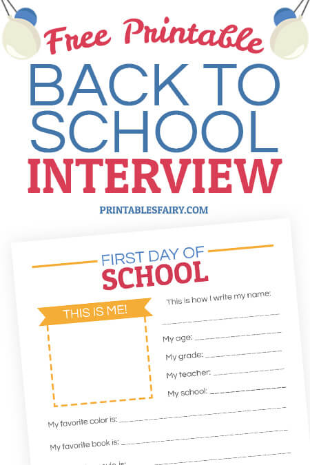 Free Printable Back to school interview