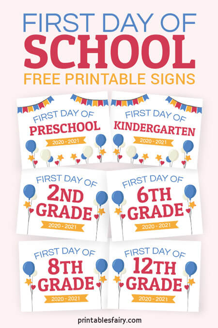 First Day of School Free Printable Signs