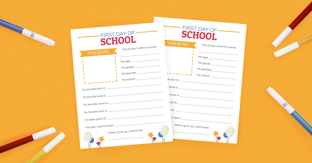 Free Printable Back to school questionnaire