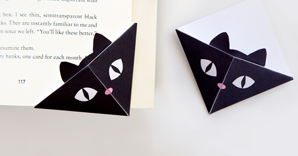 diy cat corner bookmarks with free template the printables fairy