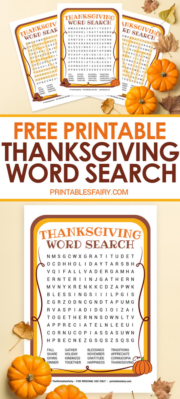 Thanksgiving Word Search