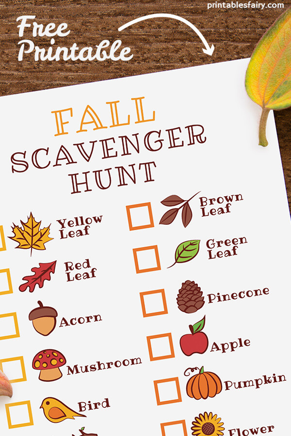 Fall Scavenger Hunt Free Printable Printable Word Searches