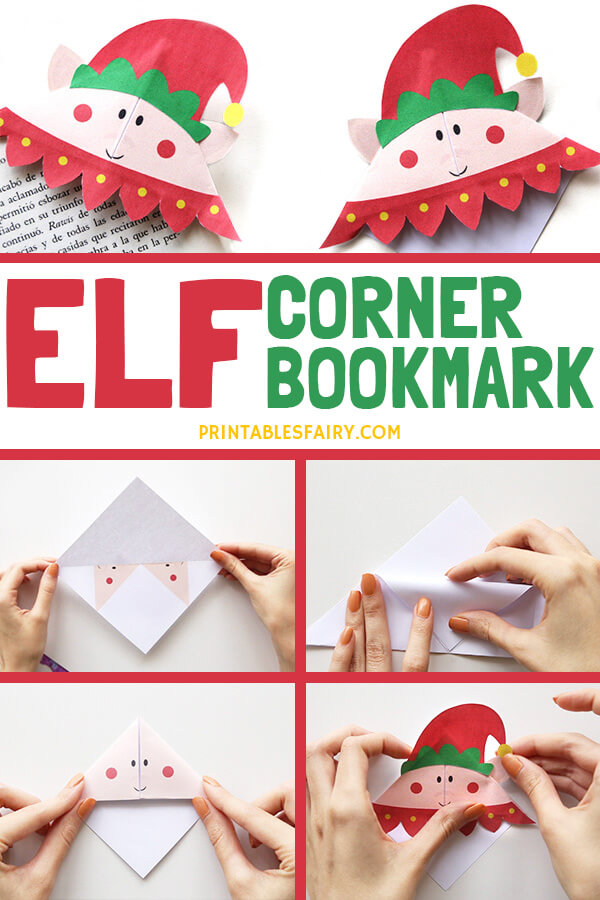 Printable Elf origami bookmark