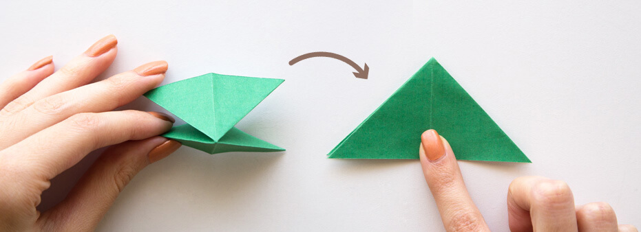 Fold inwards to make a triangle