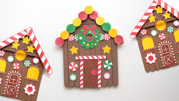 Popsicle Stick Gingerbread House Craft