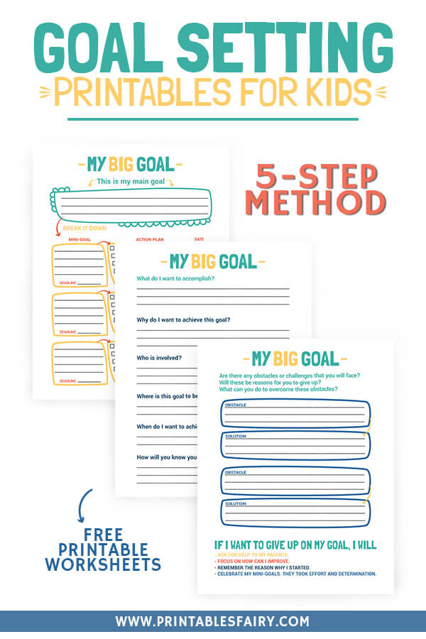 Goal Setting Printables for Kids - The Printables Fairy