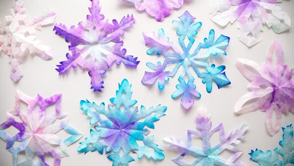 Coffee filter snowflakes