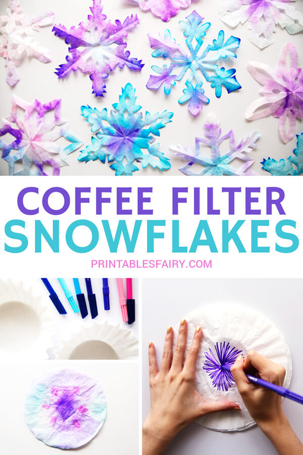 How to make coffee filter snowflakes