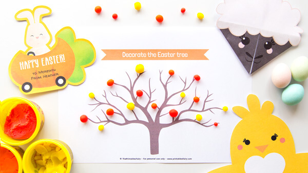 Easter tree playdough mat