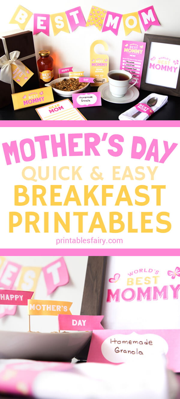 Mother's Day quick and easy breakfast printables