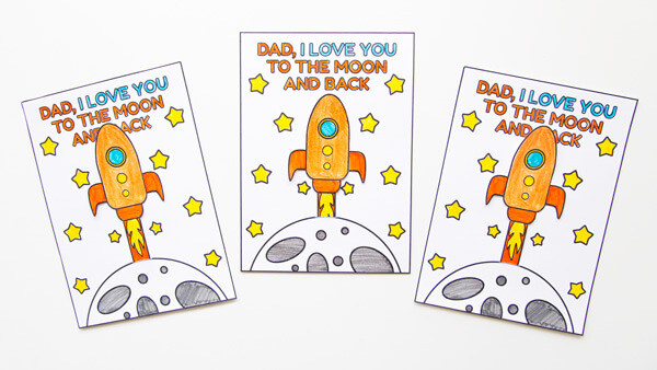 Father's Day Rocket Cards by the Printables Fairy