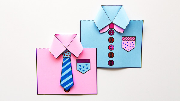 Pink and Blue Shirt Cards For Dad