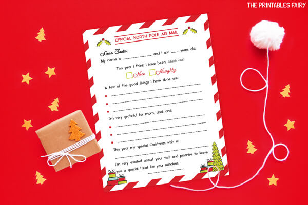 Letter to Santa with prompts