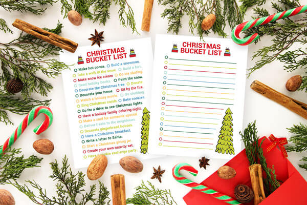 Free Printable Christmas Bucket List with Christmas Activities