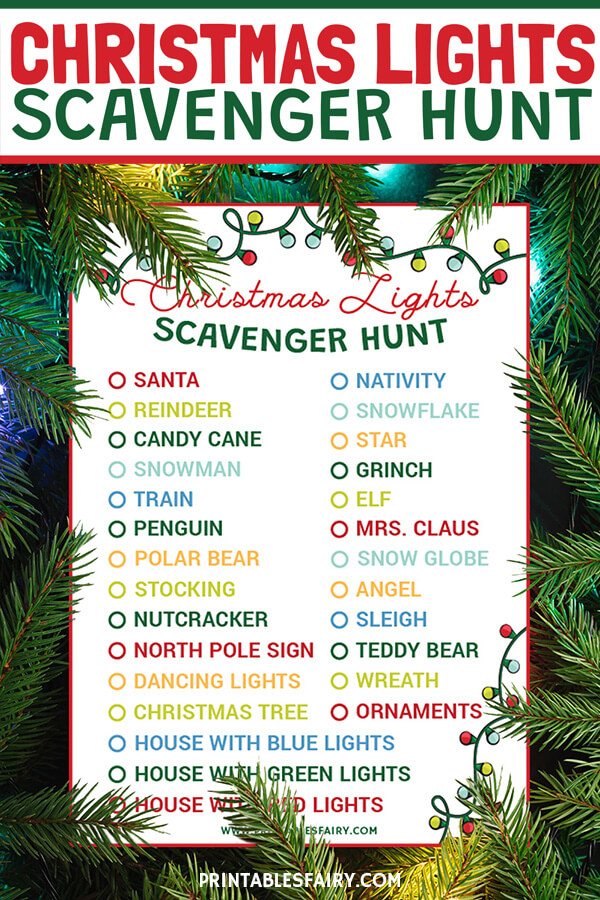 Free Printable Christmas Lights Scavenger Hunt