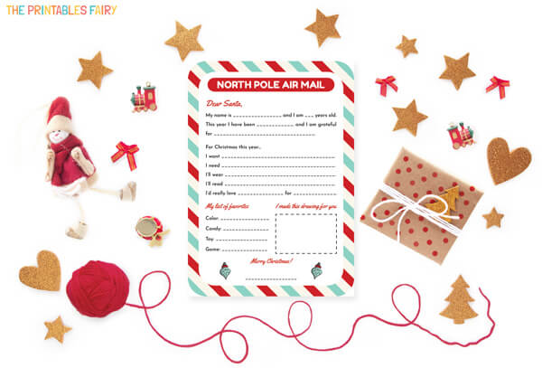 Christmas Stationery PDF Template Polar Bear Printable Christmas List for Kids Printable Christmas Wish List Holiday Stationery Paper