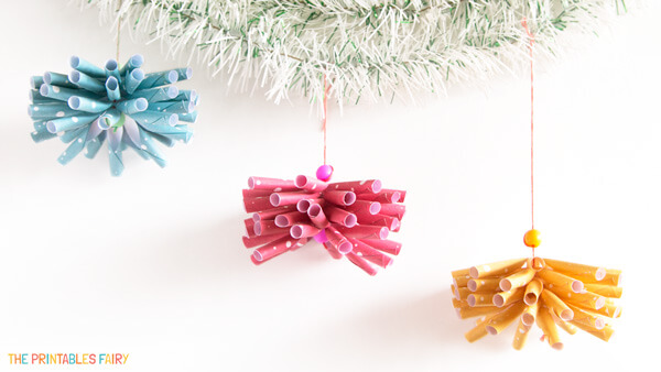 Paper Straw Christmas Ornaments - 3 Designs