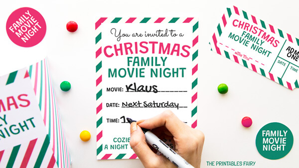 Christmas Movie Night Invitation