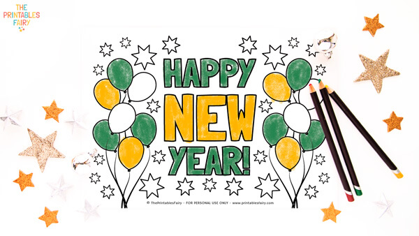 Happy New Year Coloring Sheet