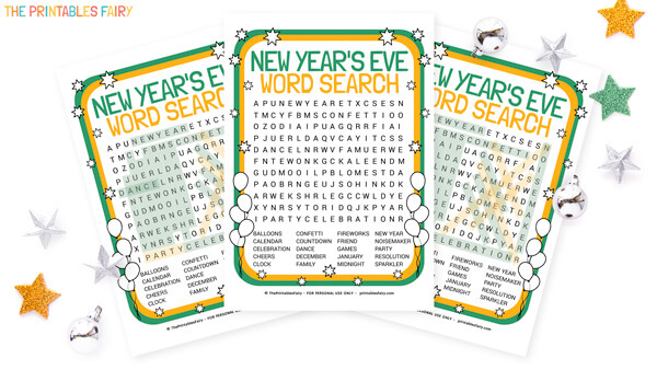 New Year's Eve Word Search