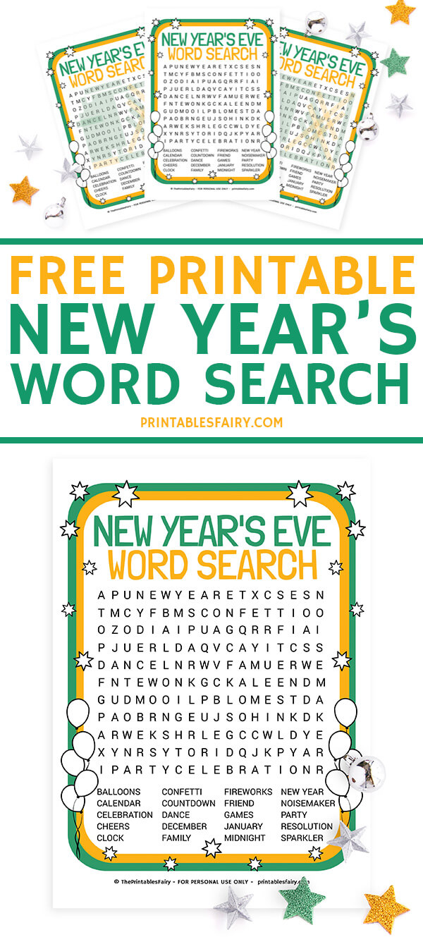 New Year's Word Search Printable