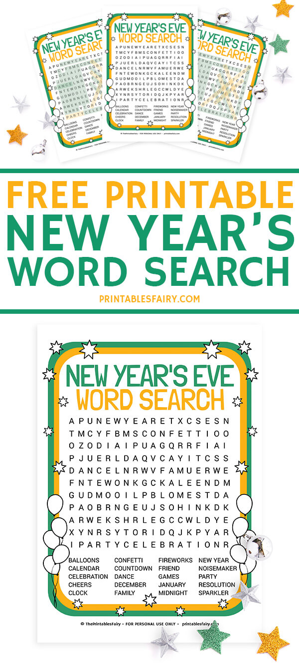 New Year’s Word Search Free Printable - The Printables Fairy