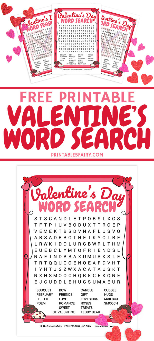 Free Printable Valentines Word Search