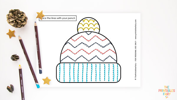 Winter Hat Tracing Worksheet