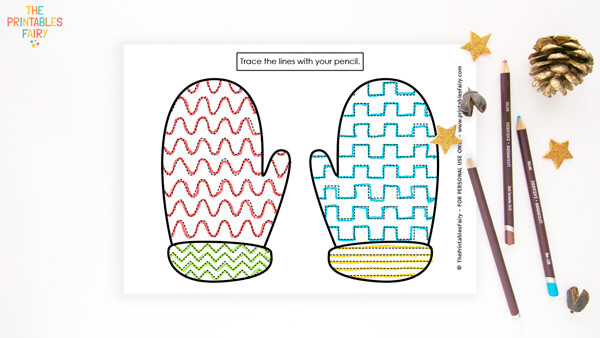 Mittens Tracing Worksheet