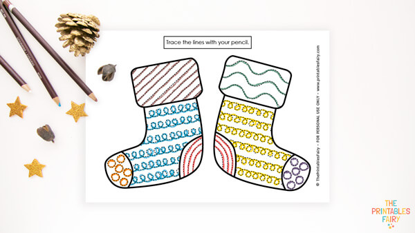 Winter Socks Tracing Worksheet