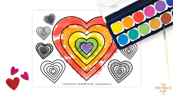 Lots of hearts coloring sheet