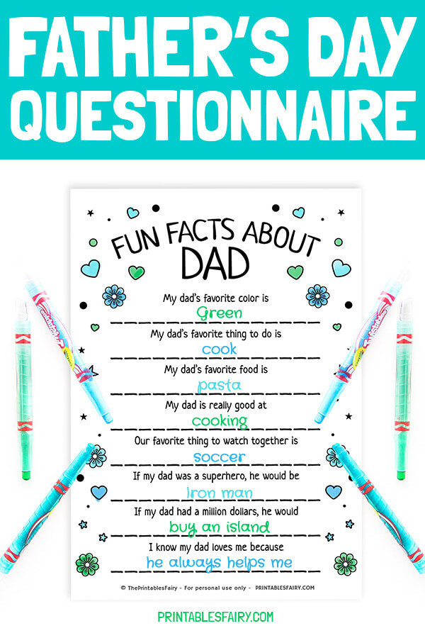 Father's Day Questionnaire for Dad