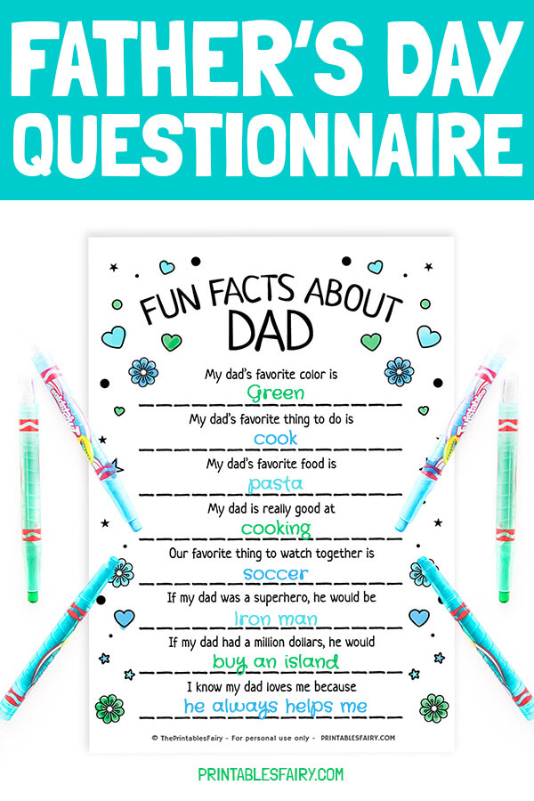 Father s Day Questionnaire Free Printable The Printables Fairy