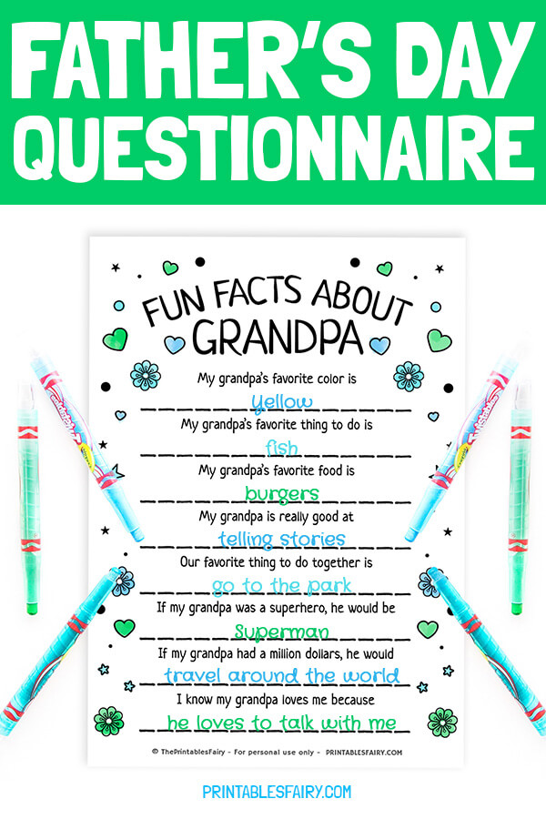 Father's Day Questionnaire for Grandpa