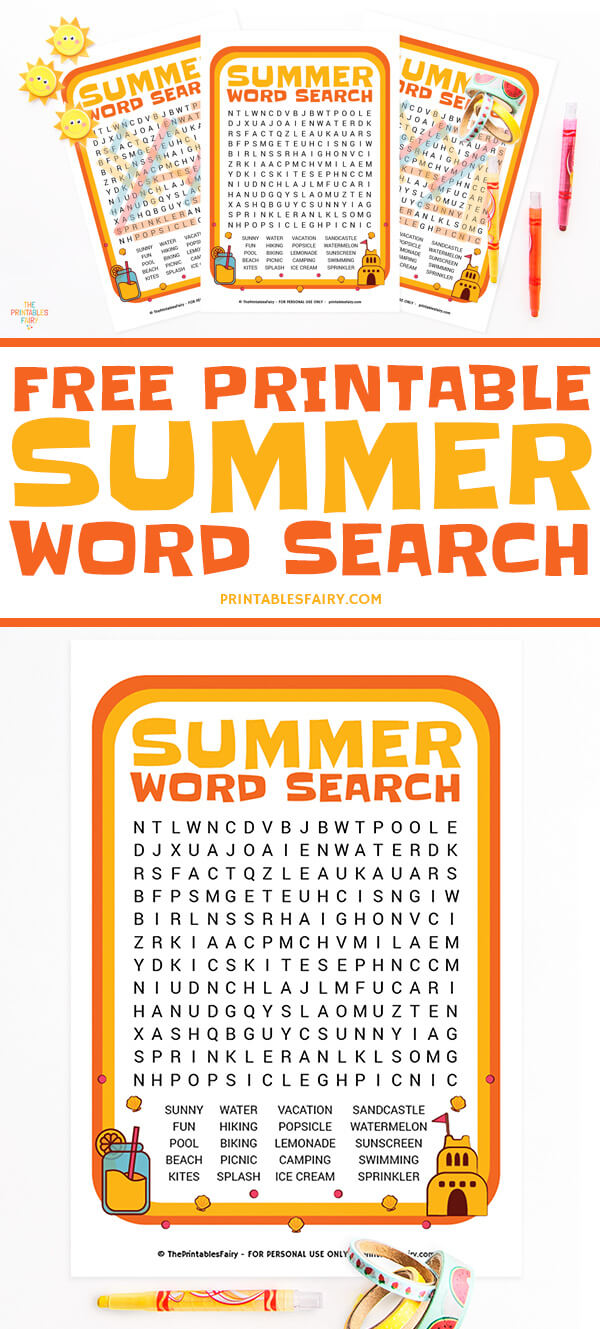 Free Printable Summer Word Search