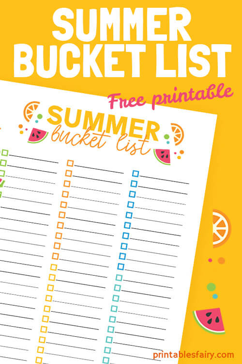 Printable Summer Bucket List for Kids