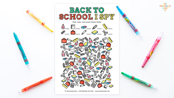 Free Printable Back to School I Spy