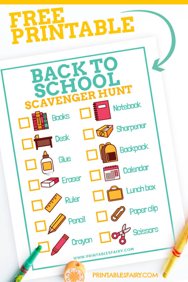 Free Printable Back to School Scavenger Hunt