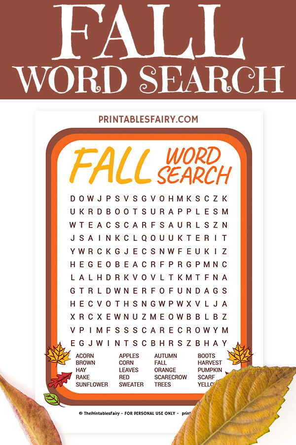 Fall Word Search Free Printable