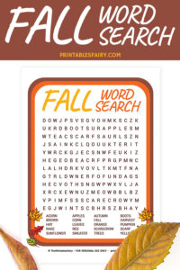 Fall Word Search - The Printables Fairy